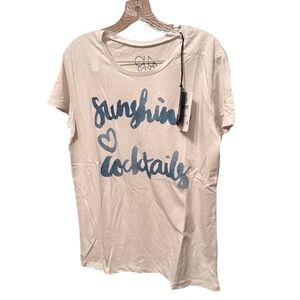 NEW Chaser Sunshine And Cocktails Blue And White Short Sleeve Top - Women's XS